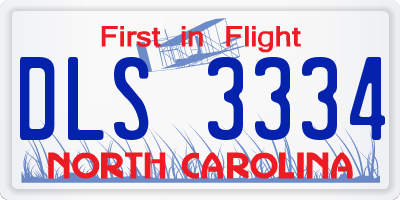 NC license plate DLS3334