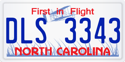 NC license plate DLS3343