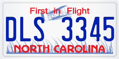 NC license plate DLS3345