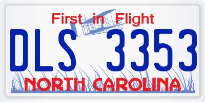 NC license plate DLS3353