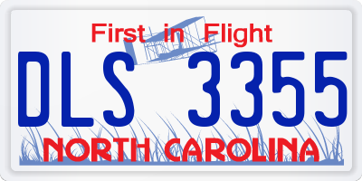 NC license plate DLS3355