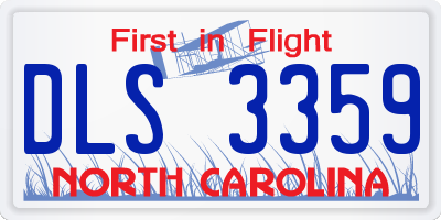 NC license plate DLS3359