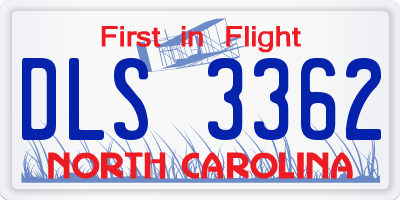 NC license plate DLS3362