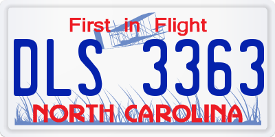 NC license plate DLS3363
