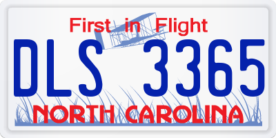 NC license plate DLS3365