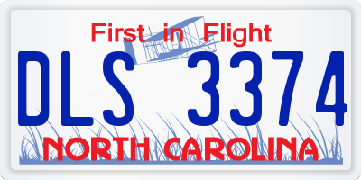 NC license plate DLS3374