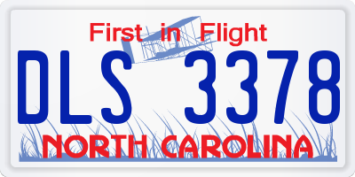 NC license plate DLS3378