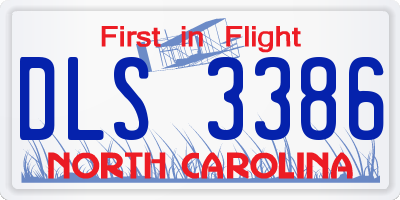 NC license plate DLS3386