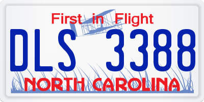 NC license plate DLS3388