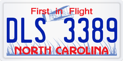 NC license plate DLS3389