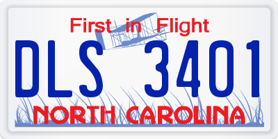 NC license plate DLS3401