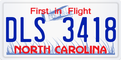 NC license plate DLS3418