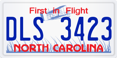 NC license plate DLS3423