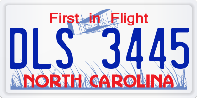 NC license plate DLS3445