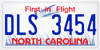 NC license plate DLS3454