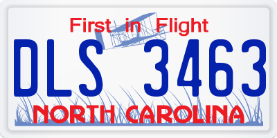 NC license plate DLS3463