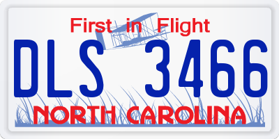 NC license plate DLS3466