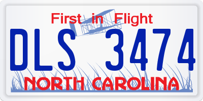 NC license plate DLS3474