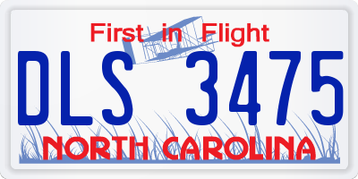 NC license plate DLS3475