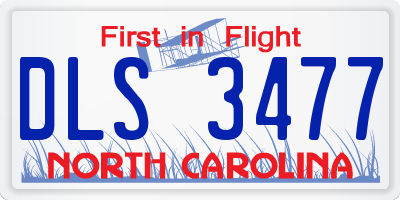 NC license plate DLS3477