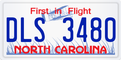NC license plate DLS3480