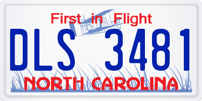 NC license plate DLS3481