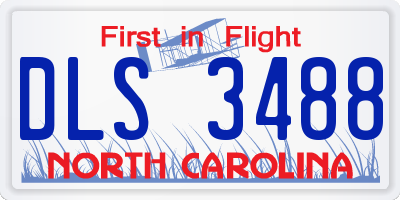 NC license plate DLS3488