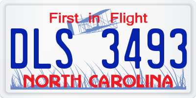 NC license plate DLS3493