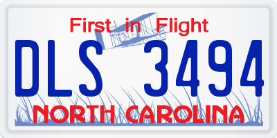 NC license plate DLS3494