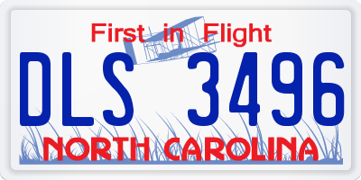 NC license plate DLS3496