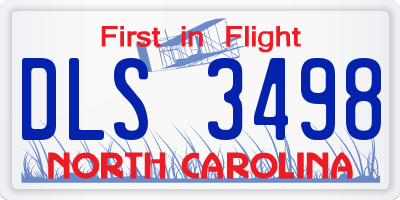 NC license plate DLS3498