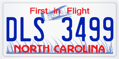 NC license plate DLS3499