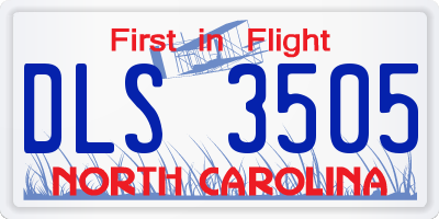 NC license plate DLS3505