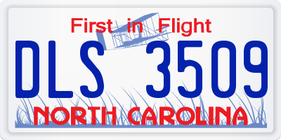 NC license plate DLS3509