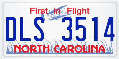 NC license plate DLS3514
