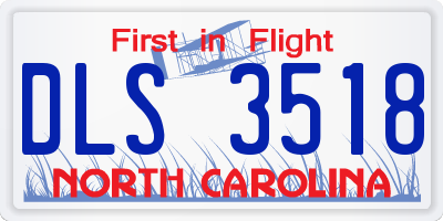 NC license plate DLS3518
