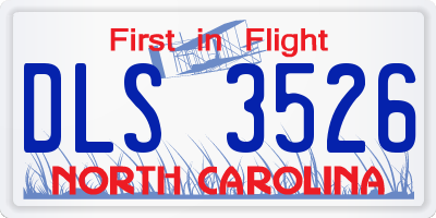 NC license plate DLS3526