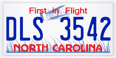 NC license plate DLS3542