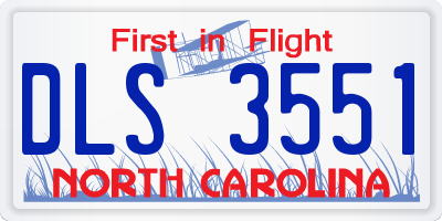 NC license plate DLS3551