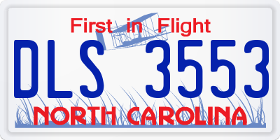 NC license plate DLS3553