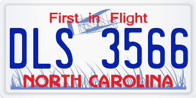 NC license plate DLS3566