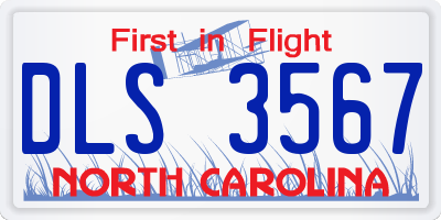 NC license plate DLS3567