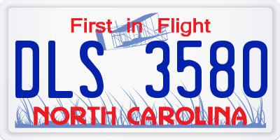 NC license plate DLS3580
