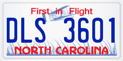 NC license plate DLS3601