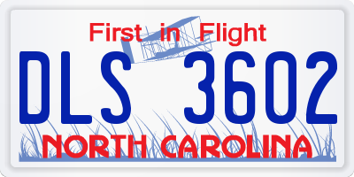 NC license plate DLS3602