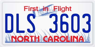NC license plate DLS3603