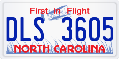 NC license plate DLS3605