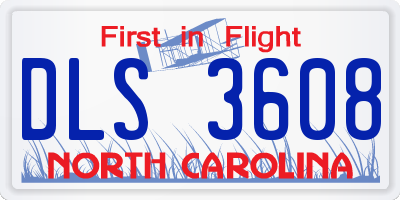 NC license plate DLS3608
