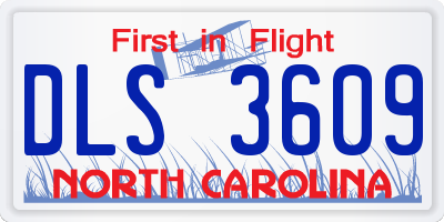 NC license plate DLS3609
