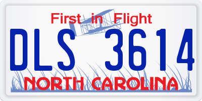 NC license plate DLS3614
